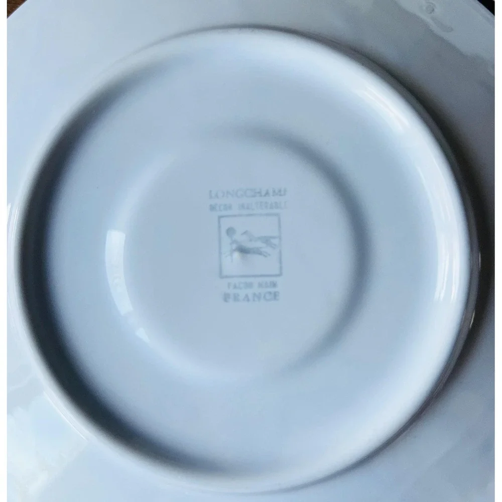 Longchamp Perouges Saucer Hand Painted Bird Floral Lot of 3